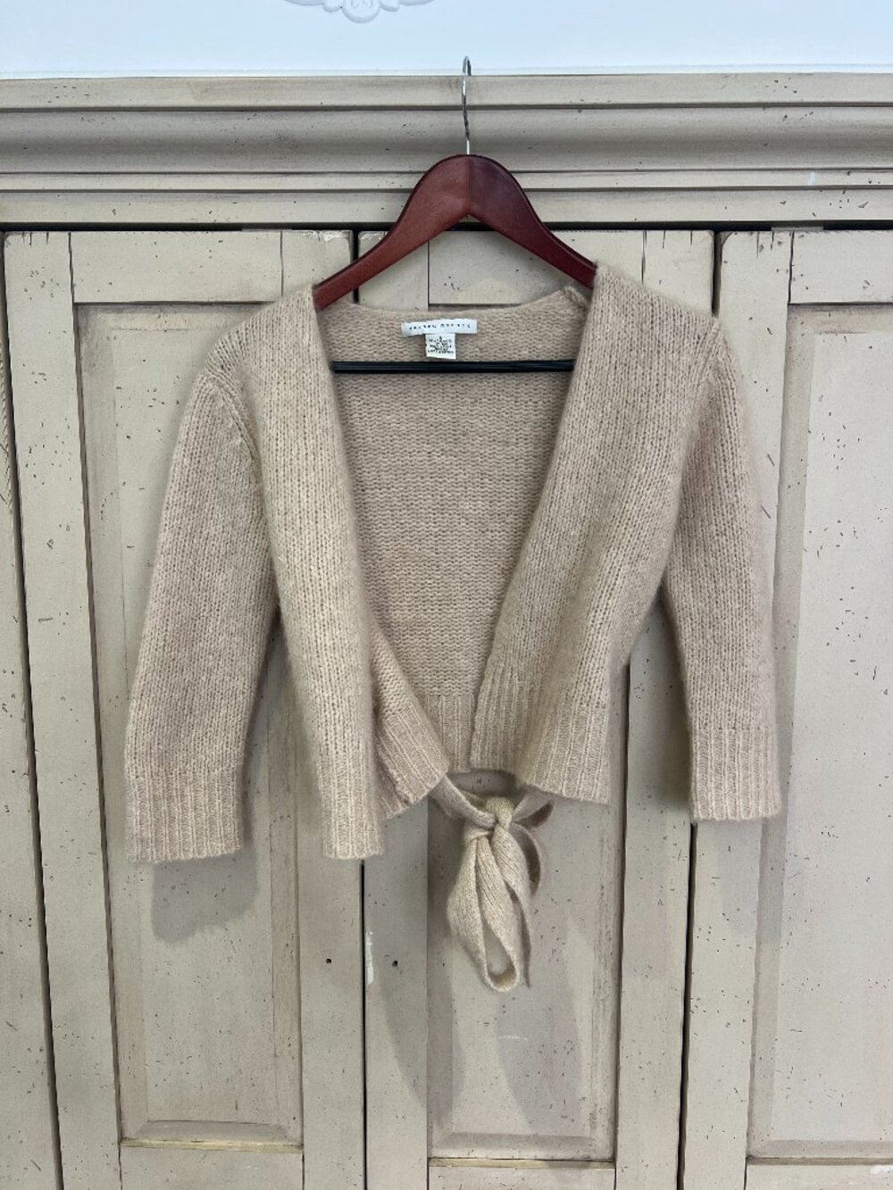 Susana Monaco Y2K Oatmeal 90% Cashmere Silk Ballet Wrap Tie Cardigan Cropped S